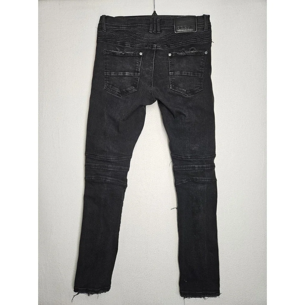 Mens Preme Moto Stripe Pants Black Distressed 32x32 Punk Goth Rock Hip Hop Urban
